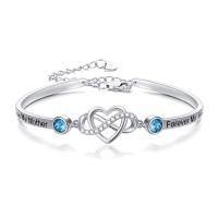 wholesale 925 Sterling Silver Blue Crystal Infinity Heart Bracelet for Women-Bangle for Mom