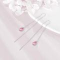 wholesale 925 Sterling Silver Pink Teardrop Chain Drop Earrings for Women-0-4