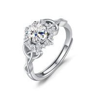 wholesale 925 Sterling Silver Rings Wholesale With Pink Crystal Center Stone Surrounding Diamonds-04-April