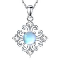 wholesale 925 Sterling Silver Moonstone Pendant Necklace Zircon Filigree Cross Platinum Plated-Style2