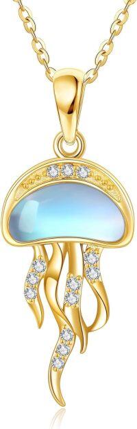 wholesale 14K Gold Moonstone Jellyfish Necklace - Hypoallergenic Dainty Jewelry Gift for Women-Jellyfish