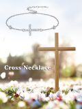 wholesale 925 Sterling Silver Cross Bracelet with CZ Stones and Hammered Finish-0-5