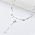 wholesale 925 Sterling Silver CZ Pear Shape Beaded Double Chain Y-Necklace Christmas Gift for Her-0-2