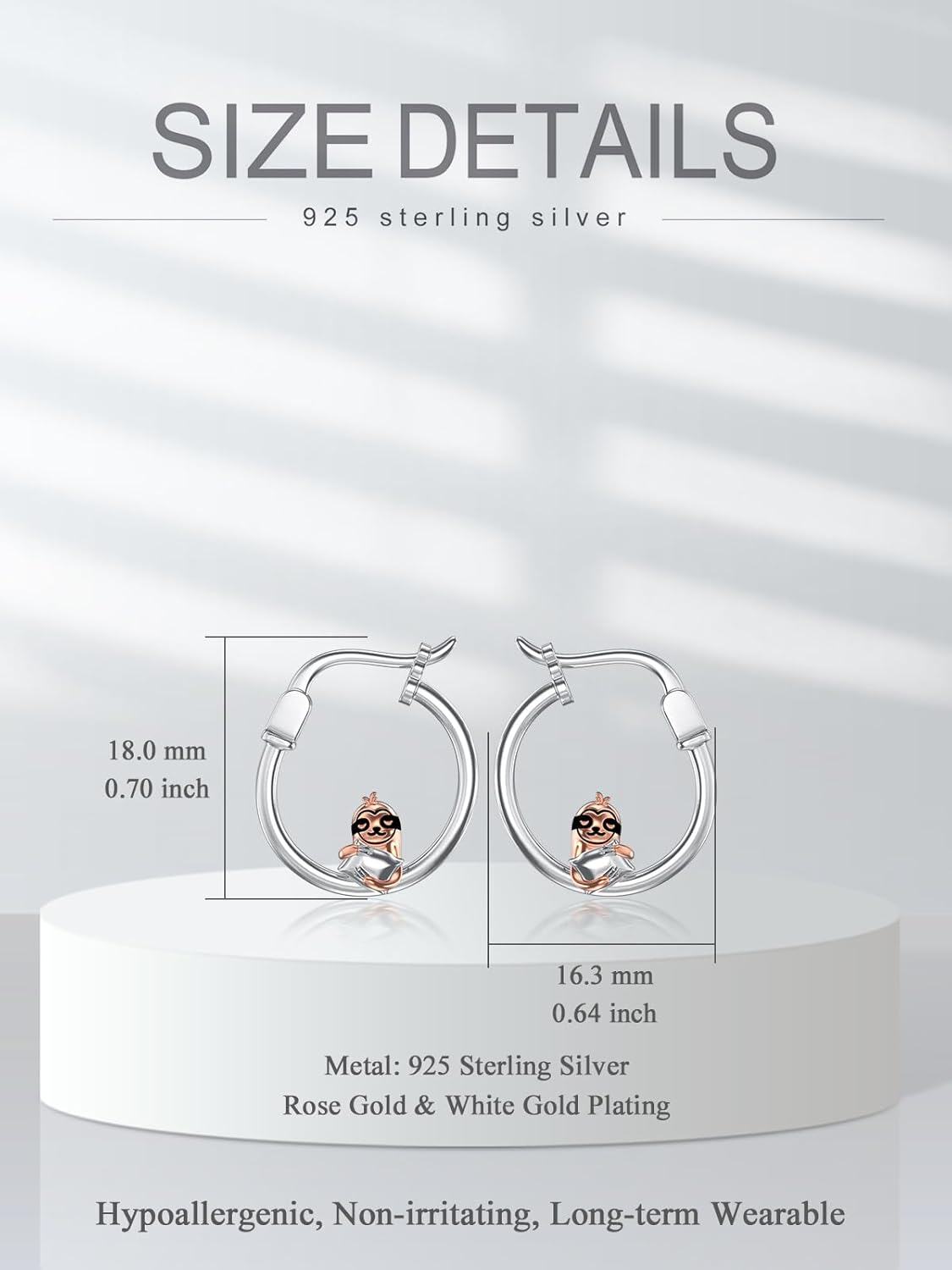 Sterling Silver Animal Hoop Earrings Sloth Panda Koala Axolotl Cat Corgi-0-4
