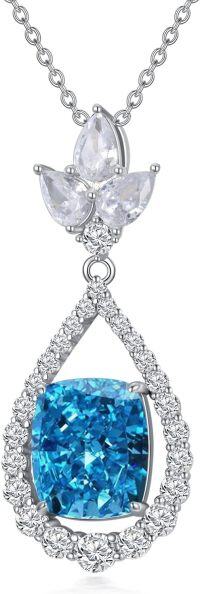 wholesale 14K White Gold Plated Sterling Silver Crushed Ice CZ Teardrop Pendant Necklace for Women-3-March
