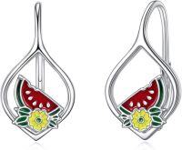 wholesale 925 Sterling Silver Watermelon Flower Drop Dangle Leverback Earrings for Women-Watermelon