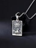 wholesale 925 Sterling Silver Sun Tarot Necklace , 17.5mm Pendant, Adjustable 22-24 Chain, Jewelry Gift for Men & Women-0-2