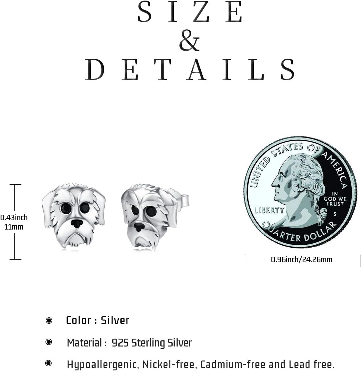  Sterling Silver Animal Stud Earrings Butterfly Unicorn Yorkie Beagle Axolotl Frog Cow Panda Dog Dino Cat Hedgehog Sloth -0-6
