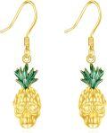 wholesale 925 Sterling Silver Gold Plated Pineapple Skull Drop Dangle Earrings for Women Girls Gifts-0-0
