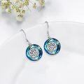 wholesale 925 Sterling Silver Round Blue Opal Paw Print Drop Earrings Gifts for Women-0-5