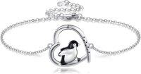 wholesale 925 Sterling Silver Penguin Heart Charm Bracelet - Mothers Day Gift for Her-Penguin