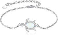 wholesale 925 Sterling Silver Opal Sea Turtle Adjustable Beach Anklet Bracelet-opal