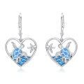 wholesale 925 Sterling Silver Blue Opal Sea Turtle Heart Leverback Dangle Earrings with Starfish and Wave Design - Ocean Beach s for Women & Sisters-0-0