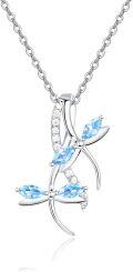 wholesale 925 Sterling Silver Blue Crystal Dragonfly Pendant Necklace with Extender Chain (34)-0-0