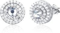 wholesale 925 Sterling Silver Round CZ Stud Earrings with Spiral Design for Men-Silver