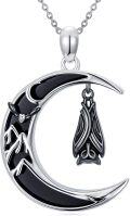wholesale Gothic Necklace Bat/cat/owl/fox/sun Black Onyx Pendant Sterling Silver Crescent Moon Necklaces For Women Black Jewelry Gifts -0-0