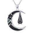 TOUPOP Sterling Silver Black Onyx Bat Cat Owl Fox Sun Moon Pendant Necklace-0-0