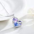wholesale 925 Sterling Silver Purple Crystal Heart Wolf Pendant Necklace-0-1