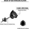 wholesale 925 Sterling Silver Round CZ Black Stud Earrings Hypoallergenic s for Women Girls-0-5