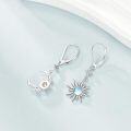 wholesale 925 Sterling Silver Moon & Sun Dangle Earrings with Gemstone s for Women-0-1
