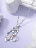 wholesale 925 Sterling Silver Heart Gymnast Pendant Necklace with Pink Ribbon and Crystal Accents - Theatre Gifts for Women-0-4