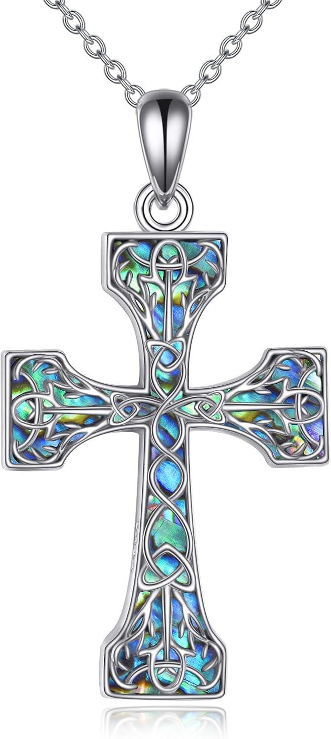 Sterling Silver Celtic Knot Cross Pendant Irish Viking Jewelry Gift for Men Women-0-0