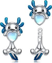 wholesale Sterling Silver Animal Stud Earrings Cute Axolotl Cow Pig Koala Frog Bulldog Panda Highland Cow Bee Cat for Women Christmas Birthday-02-Blue Axolotl