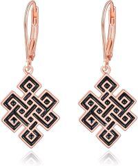 wholesale Rose Gold 925 Sterling Silver Endless Knot Drop Earrings for Women - Unique  Idea-Celtic Earrings-5