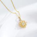 wholesale Gold 925 Sterling Silver 18K Gold Plated Cubic Zirconia Sunflower Pendant Necklace for Women-0-3