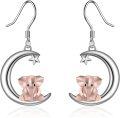 wholesale 925 Sterling Silver Elephant Origami Crescent Moon Star Dangle Drop Earrings for Women-0-0