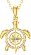 wholesale 14K Gold Diamond Accent Blue Stone Nautical Compass Pendant Necklace for Women-0-0