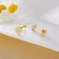 wholesale Gold Plated 925 Sterling Silver Cubic Zirconia Flower Stud Earring Set for Women -0-2
