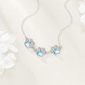 wholesale 925 Sterling Silver Moonstone Paw Print Necklace for Dog & Cat Lovers-0-2