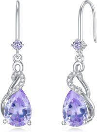 wholesale 925 Sterling Silver Gold Alexandrite June Birthstone Teardrop Dangle Earrings 22x8mm-06-June