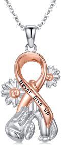 wholesale 925 Sterling Silver Pink Ribbon Pendant Necklace - Never Give Up Breast Cancer Awareness Jewelry for Women Gifts-0-0