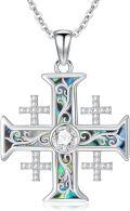 wholesale 925 Sterling Silver Abalone Shell Jerusalem Cross Pendant Necklace for Men & Women Birthdays Gifts Christmas Jewelry-0-0