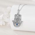 wholesale 925 Sterling Silver Blue Crystal Evil Eye Pendant Necklace for Women Girls-0-1