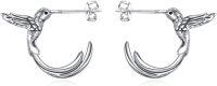 wholesale 925 Sterling Silver Hummingbird Hoop Earrings for Women - Hypoallergenic  Set-Hummingbird Half Hoop