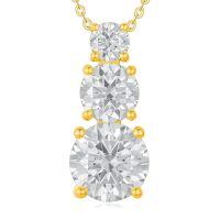 wholesale 14K Gold Round Cut Moissanite 3-Stone Pendant Necklace - D Color VVS1 Simulated Diamonds Jewelry for Women Gifts-(4*4mm)+(6*6mm)+(8*8mm)moissanite