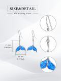 wholesale 925 Sterling Silver Blue Opal Whale Tail Dangle Drop Earring Beach  for Women Girls-0-4