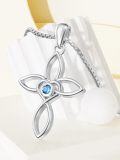 wholesale 925 Sterling Silver Blue Topaz Flower Pendant Necklace for Women Gifts-0-1