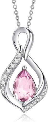 wholesale 925 Sterling Silver Infinity Teardrop Birthstone Necklace for Women Forever Love Jewelry Gift-10 Oct