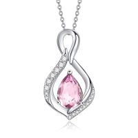 wholesale 925 Sterling Silver Orange Topaz Drop Pendant With Zirconia-10 Oct