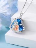 wholesale 925 Sterling Silver Blue Crystal Mother's Love Pendant Necklace for Sisters-0-1