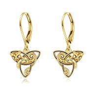 wholesale 14K Golden Celtic Knot Cat Drop Earrings - Wicca  for Her-Celtic