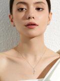wholesale 925 Sterling Silver Rose Gold Plated Flower Cross Pendant Necklace for Women-0-5