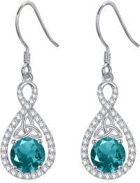wholesale 925 Sterling Silver Crystal Teardrop Dangle Earrings Valentine s Birthday Gifts for Her-B 12-Dec-Blue Topaz