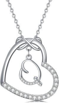 wholesale Sterling Silver Heart Initial Necklace Infinity A Z Letter Necklaces for Women-Q
