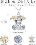 wholesale 925 Sterling Silver Highland Cow Necklace with Blue and Purple Stones for Women - Scottish Cow Pendant s-0-2