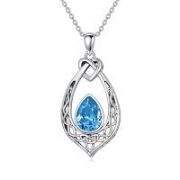 wholesale 925 Sterling Silver Celtic Knot Pendant With Turquoise-Aquamarine Blue